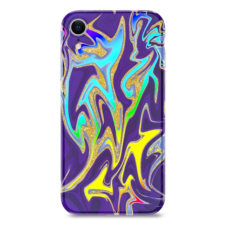For iPhone XR Laser Glitter Watercolor Pattern Shockproof Protective Case
