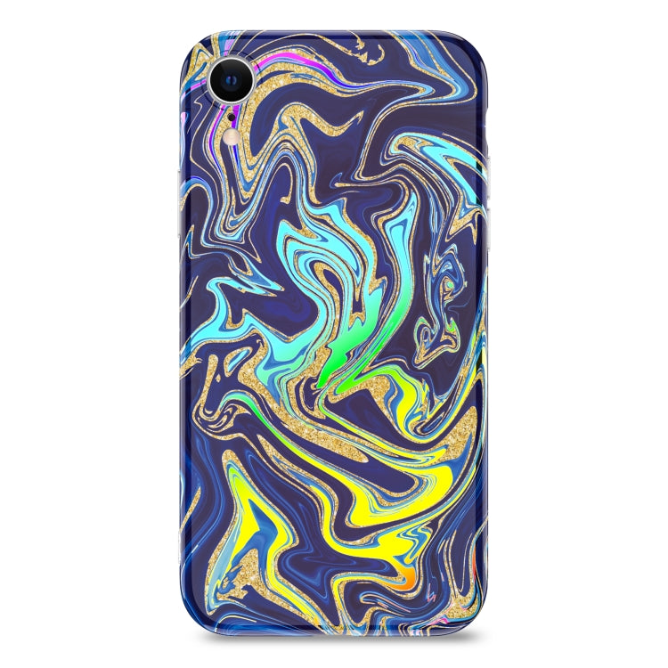 For iPhone XR Laser Glitter Watercolor Pattern Shockproof Protective Case