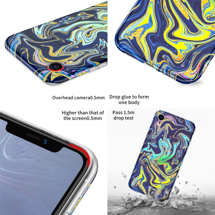 For iPhone XR Laser Glitter Watercolor Pattern Shockproof Protective Case