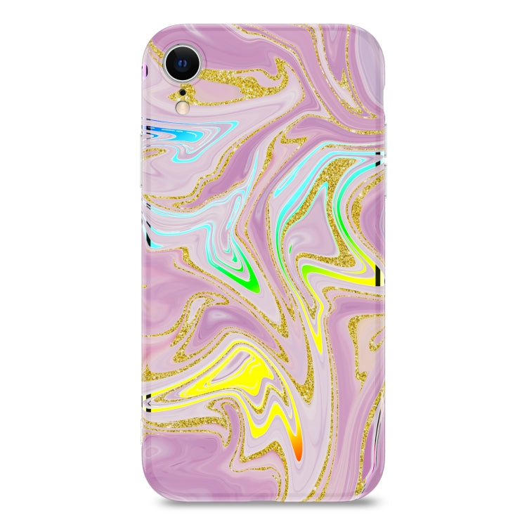 For iPhone XR Laser Glitter Watercolor Pattern Shockproof Protective Case