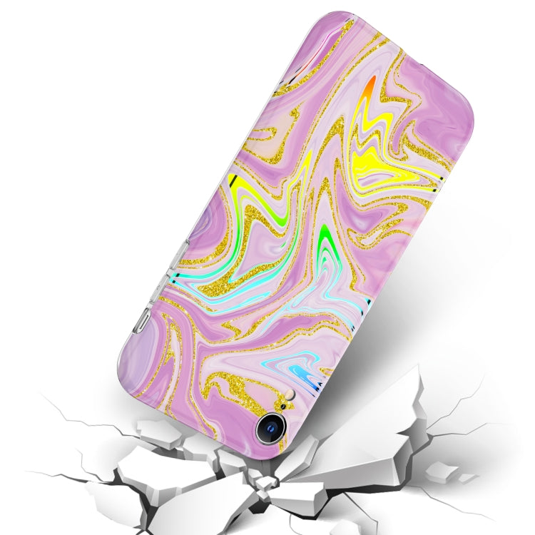 For iPhone XR Laser Glitter Watercolor Pattern Shockproof Protective Case