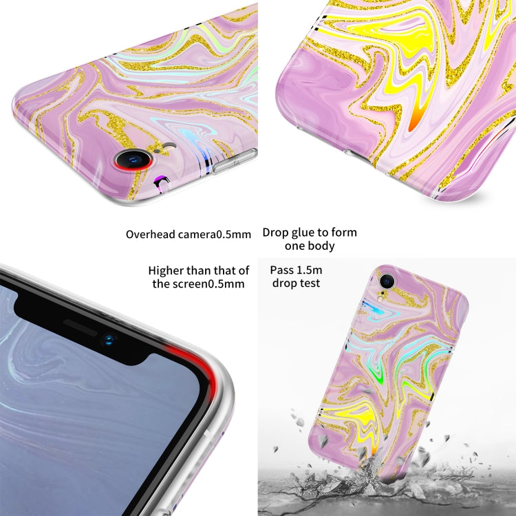 For iPhone XR Laser Glitter Watercolor Pattern Shockproof Protective Case