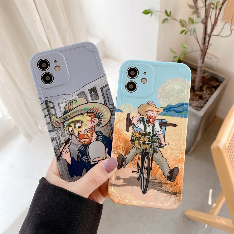 For iPhone 11 Pro Max Shockproof Oil painting TPU Protective Case