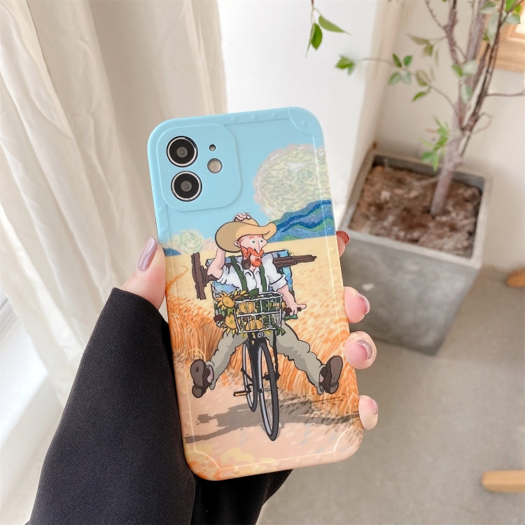 For iPhone 12 Pro Max Shockproof Oil painting TPU Protective Case
