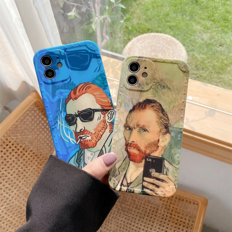 For iPhone 12 Shockproof Oil painting TPU Protective Case