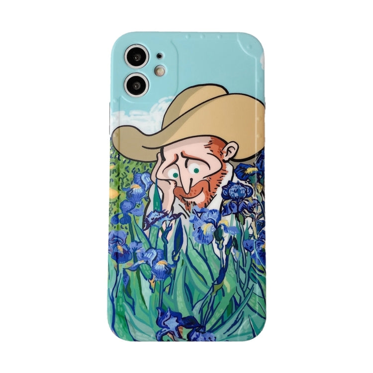 For iPhone 12 mini Oil Painting IMD Straight TPU Protective Case (Looking Flowers)