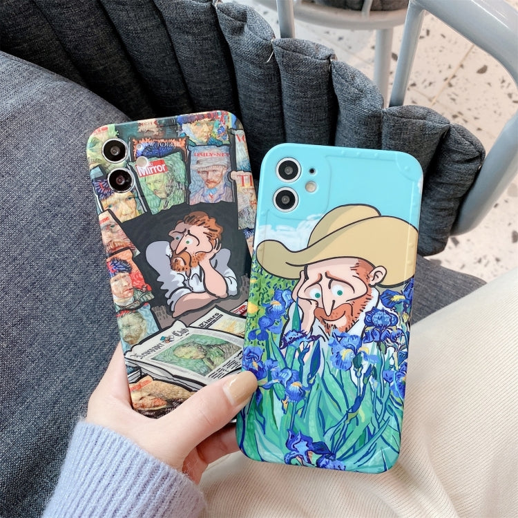 For iPhone 12 Oil Painting IMD Straight TPU Protective Case(Looking Flowers)