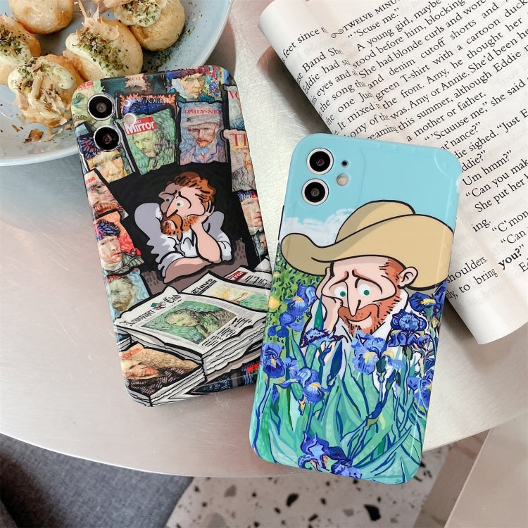 For iPhone 12 Oil Painting IMD Straight TPU Protective Case(Looking Flowers)