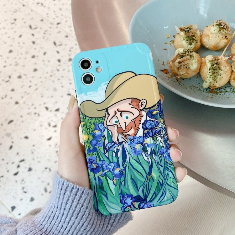 For iPhone 12 Pro Oil Painting IMD Straight TPU Protective Case(Looking Flowers)
