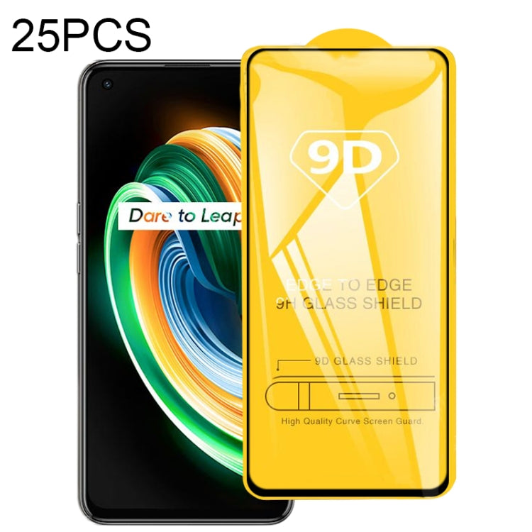 For OPPO Realme Q3 Pro Carnival / Q3 Pro 5G 25 PCS 9D Full Glue Full Screen Tempered Glass Film