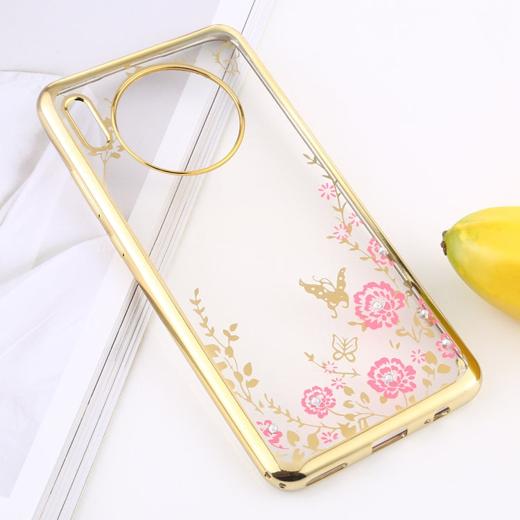 For Huawei Mate 30 Flowers Patterns Electroplating Soft TPU Protective Cover Case