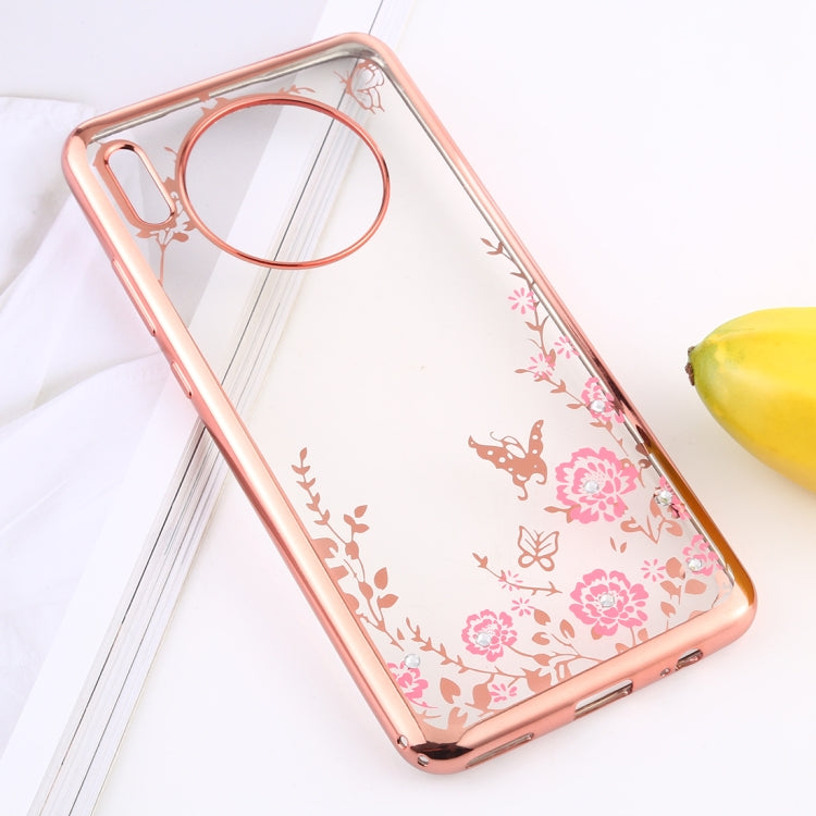 For Huawei Mate 30 Flowers Patterns Electroplating Soft TPU Protective Cover Case