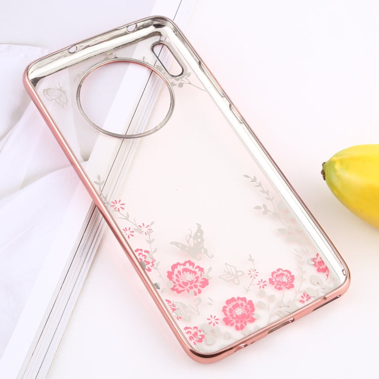 For Huawei Mate 30 Flowers Patterns Electroplating Soft TPU Protective Cover Case