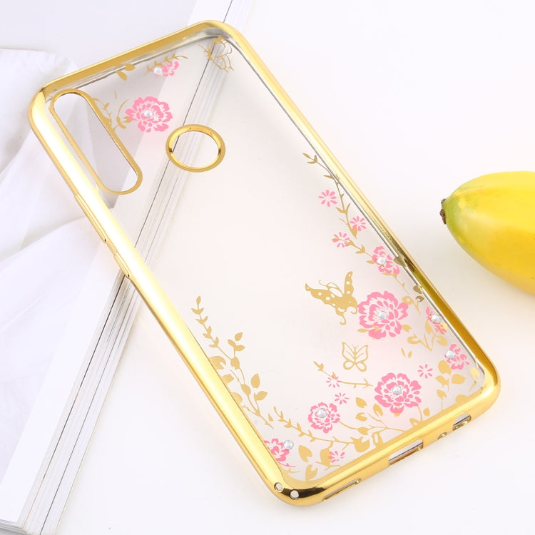 For Huawei Y9 Prime (2019)  Flowers Patterns Electroplating Soft TPU Protective Cover Case