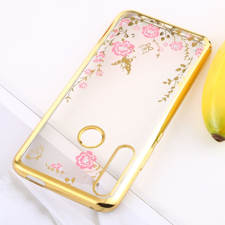 For Huawei Y9 Prime (2019)  Flowers Patterns Electroplating Soft TPU Protective Cover Case