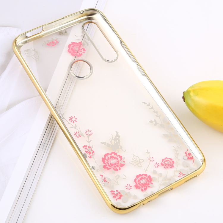 For Huawei Y9 Prime (2019)  Flowers Patterns Electroplating Soft TPU Protective Cover Case