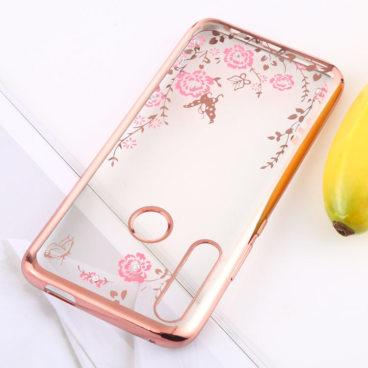For Huawei Y9 Prime (2019)  Flowers Patterns Electroplating Soft TPU Protective Cover Case