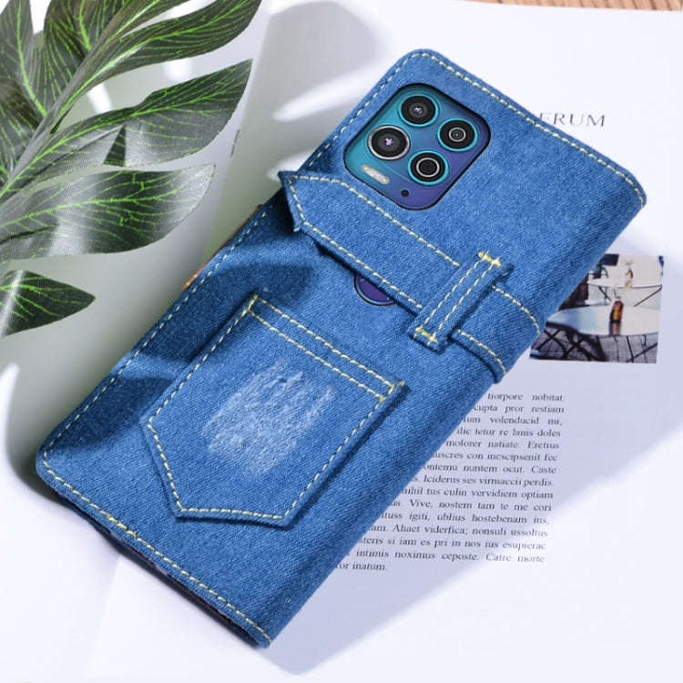 For Motorola Moto G100 Denim Horizontal Flip Leather Case with Holder & Card Slot & Wallet