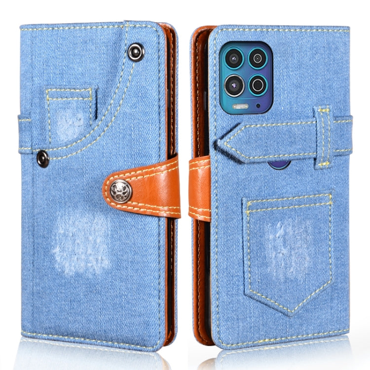 For Motorola Moto G100 Denim Horizontal Flip Leather Case with Holder & Card Slot & Wallet