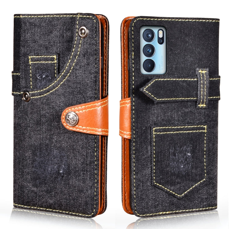 For OPPO Reno6 Pro Denim Horizontal Flip Leather Case with Holder & Card Slot & Wallet