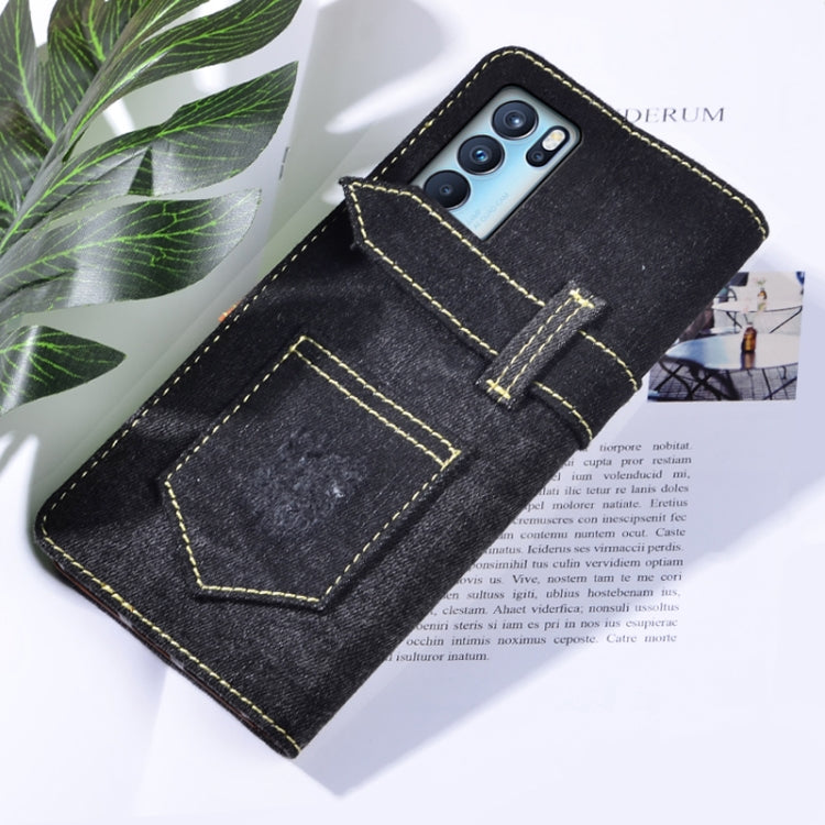 For OPPO Reno6 Pro Denim Horizontal Flip Leather Case with Holder & Card Slot & Wallet