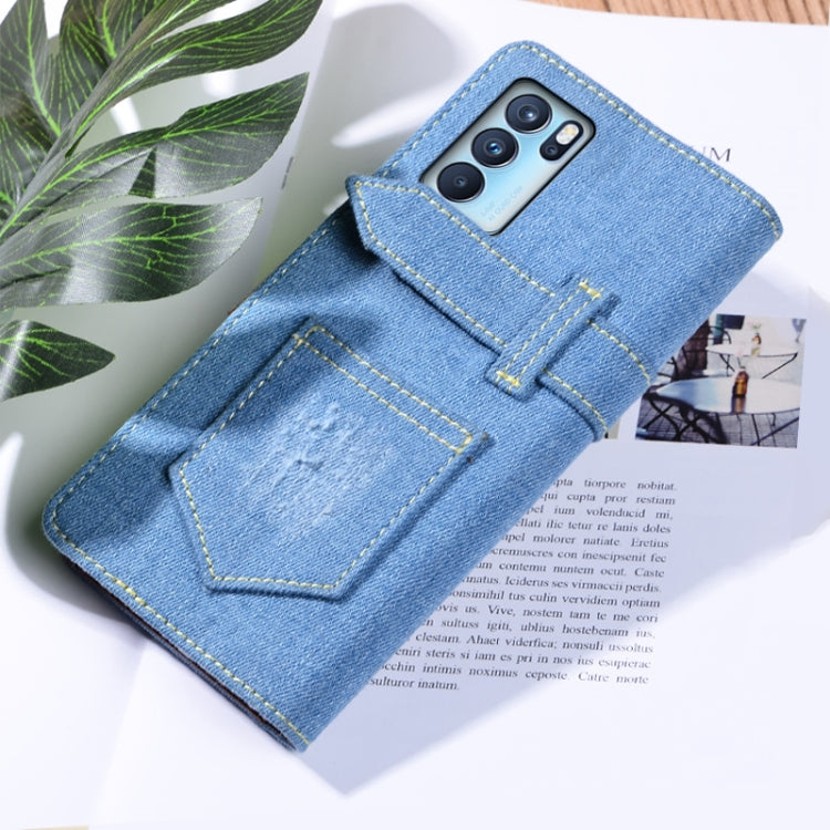 For OPPO Reno6 Pro Denim Horizontal Flip Leather Case with Holder & Card Slot & Wallet