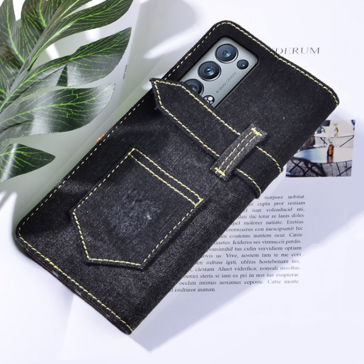 For OPPO Reno6 Pro 5G Denim Horizontal Flip Leather Case with Holder & Card Slot & Wallet