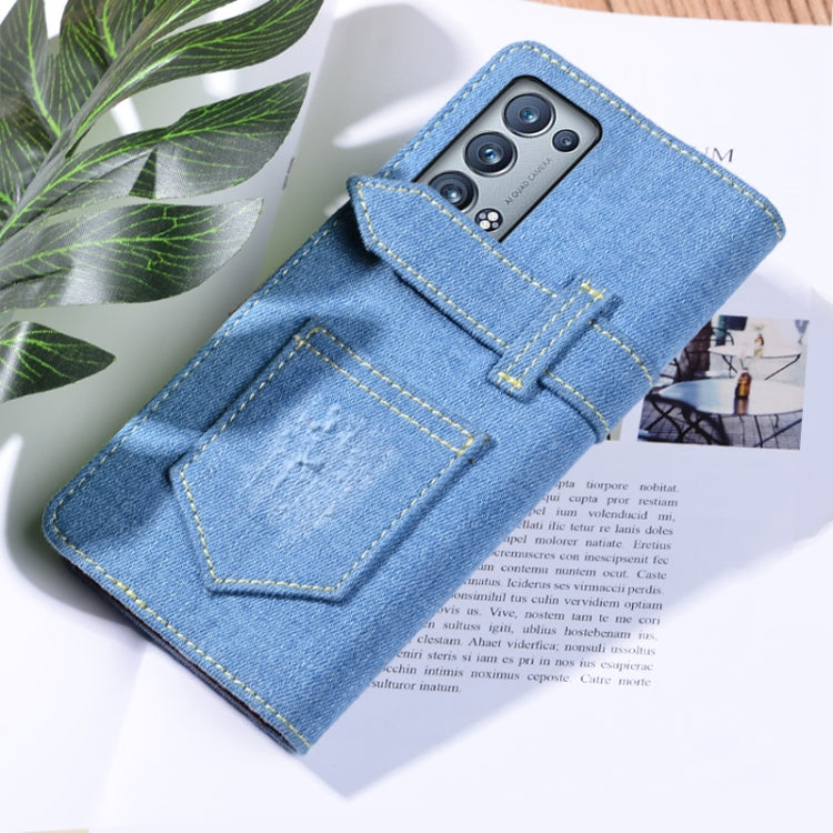 For OPPO Reno6 Pro 5G Denim Horizontal Flip Leather Case with Holder & Card Slot & Wallet