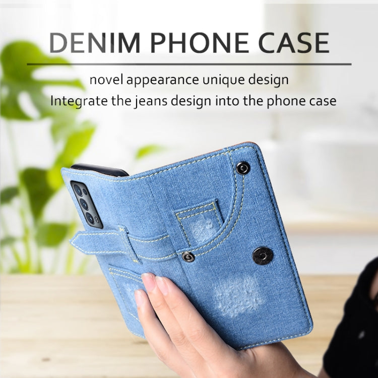 For OPPO Reno6 Pro 5G Denim Horizontal Flip Leather Case with Holder & Card Slot & Wallet