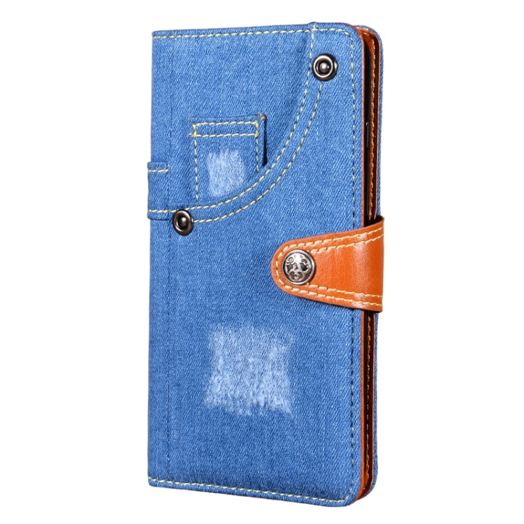 For Samsung Galaxy F02s Denim Horizontal Flip Leather Case with Holder & Card Slot & Wallet