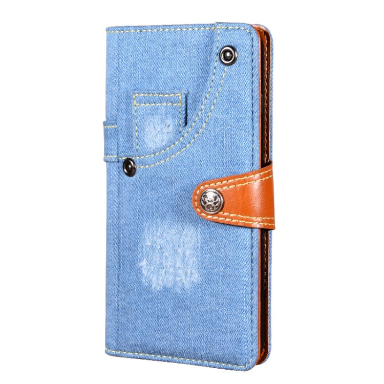 For Samsung Galaxy F02s Denim Horizontal Flip Leather Case with Holder & Card Slot & Wallet