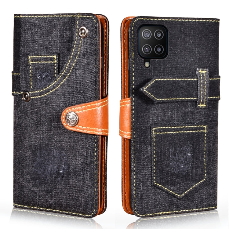 For Samsung Galaxy F12 Denim Horizontal Flip Leather Case with Holder & Card Slot & Wallet