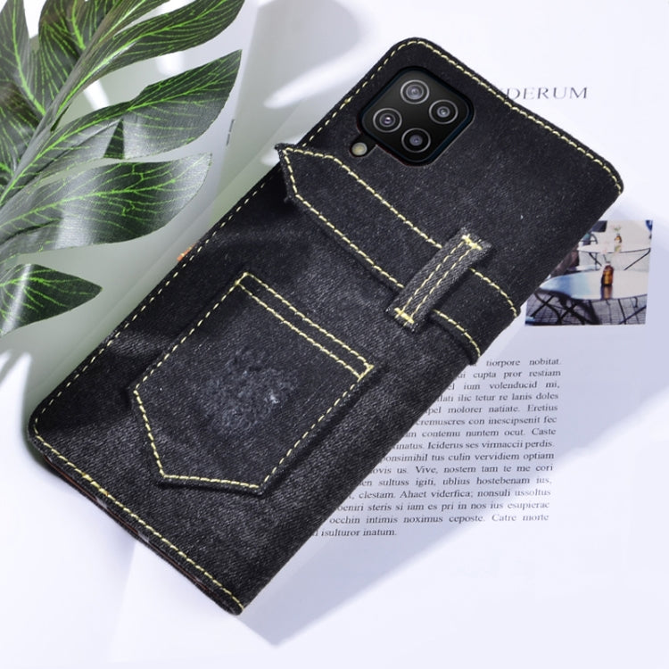 For Samsung Galaxy F12 Denim Horizontal Flip Leather Case with Holder & Card Slot & Wallet