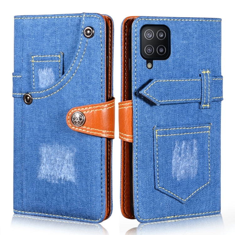For Samsung Galaxy F12 Denim Horizontal Flip Leather Case with Holder & Card Slot & Wallet