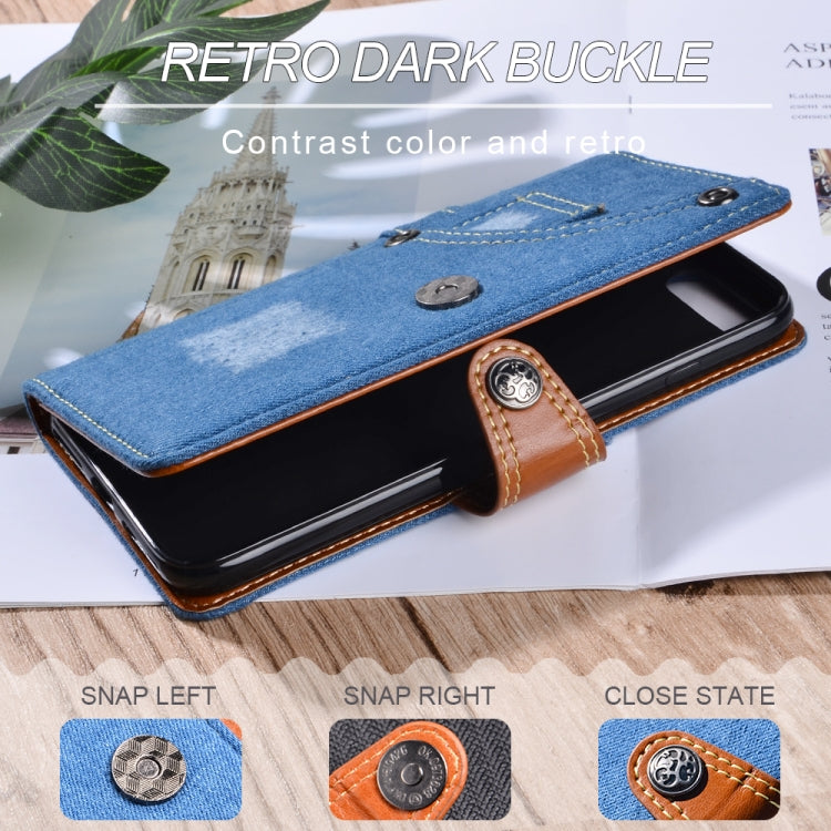 For Samsung Galaxy F12 Denim Horizontal Flip Leather Case with Holder & Card Slot & Wallet