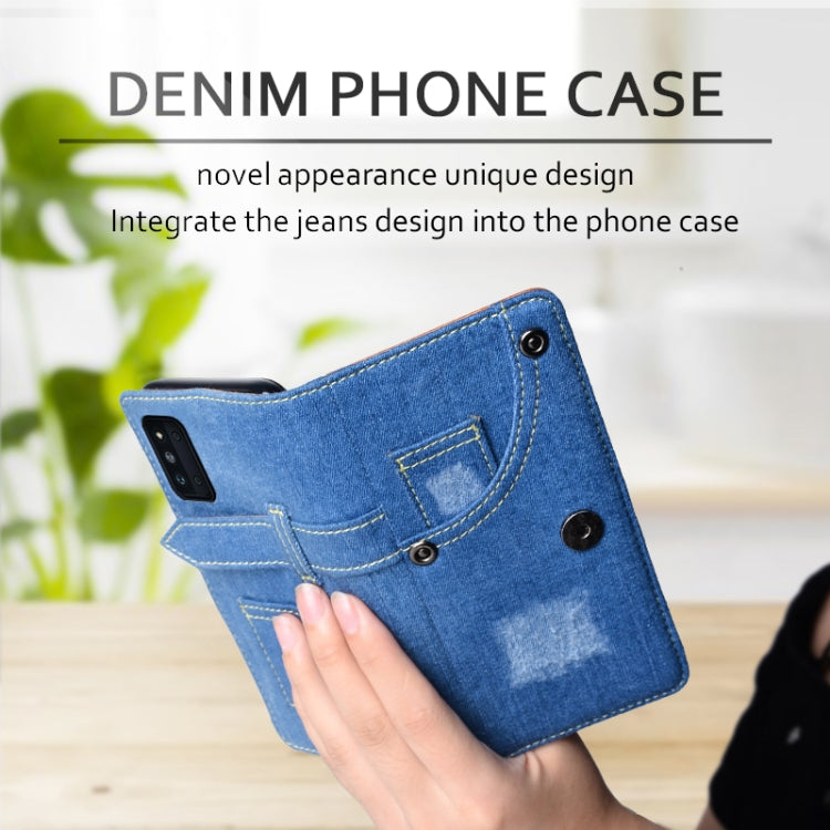 For Samsung Galaxy F52 5G / SM-E5260 Denim Horizontal Flip Leather Case with Holder & Card Slot & Wallet