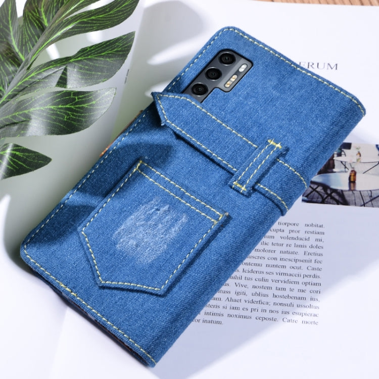 For TCL 20 Pro 5G Denim Horizontal Flip Leather Case with Holder & Card Slot & Wallet