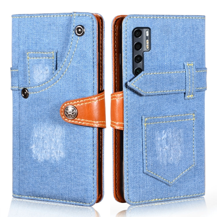 For TCL 20 Pro 5G Denim Horizontal Flip Leather Case with Holder & Card Slot & Wallet