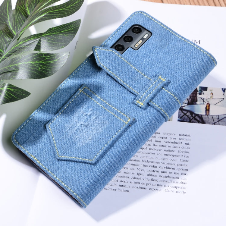 For TCL 20 Pro 5G Denim Horizontal Flip Leather Case with Holder & Card Slot & Wallet