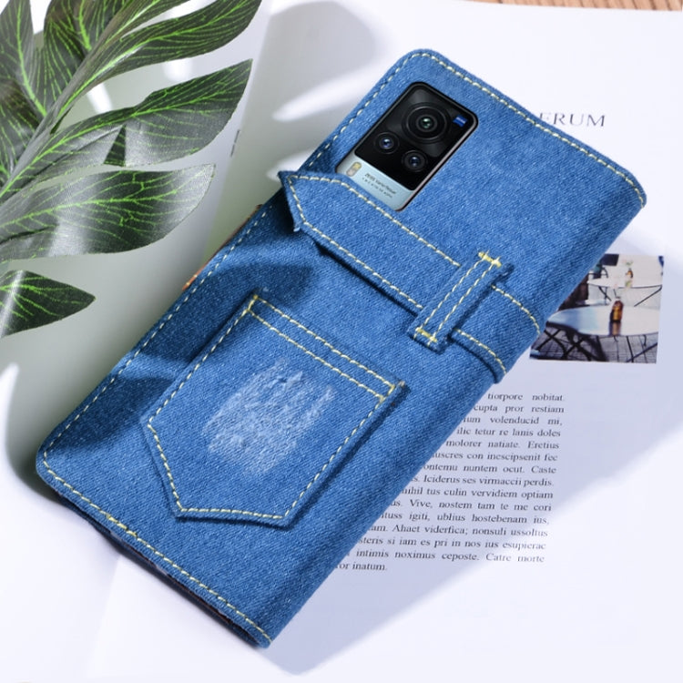 For vivo X60 Curved Screen Version Denim Horizontal Flip Leather Case with Holder & Card Slot & Wallet