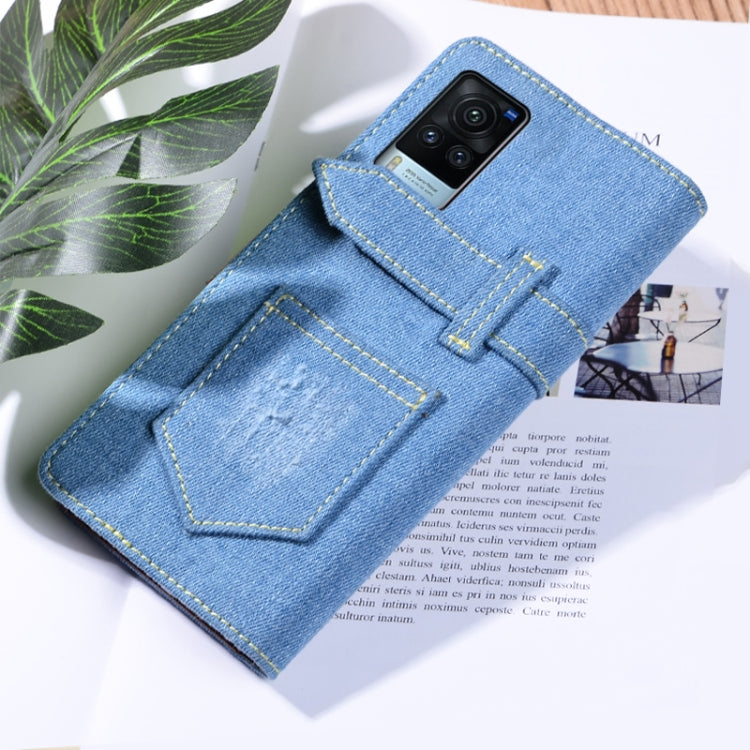 For vivo X60 Curved Screen Version Denim Horizontal Flip Leather Case with Holder & Card Slot & Wallet