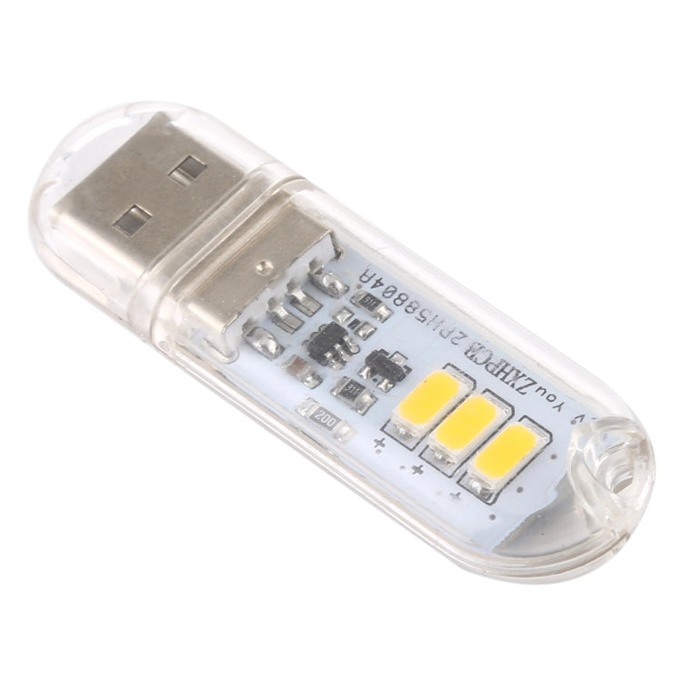 3W 3LEDs 5V 80LM USB LED Book Light Portable Night Light Warm Light