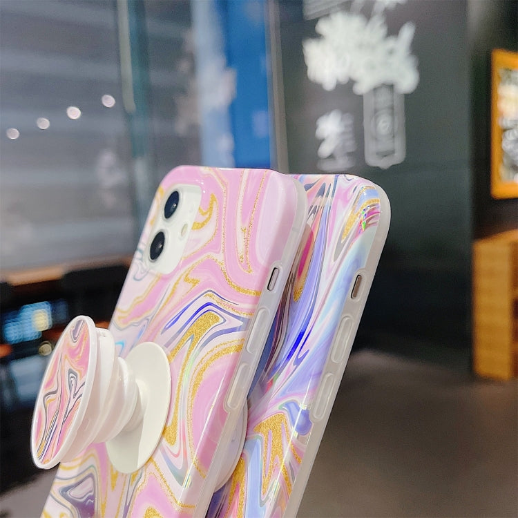 For iPhone 11 Laser Glitter Watercolor Pattern Shockproof Protective Case