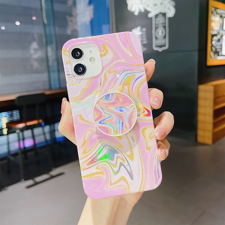 For iPhone 11 Pro Max Laser Glitter Watercolor Pattern Shockproof Protective Case