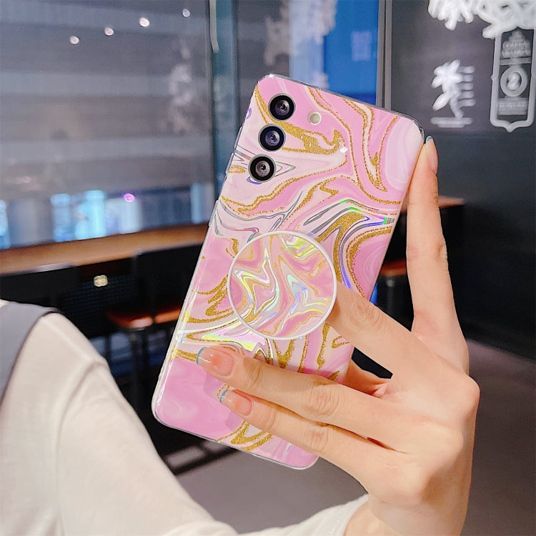 For iPhone 12 mini Laser Glitter Watercolor Pattern Shockproof Protective Case