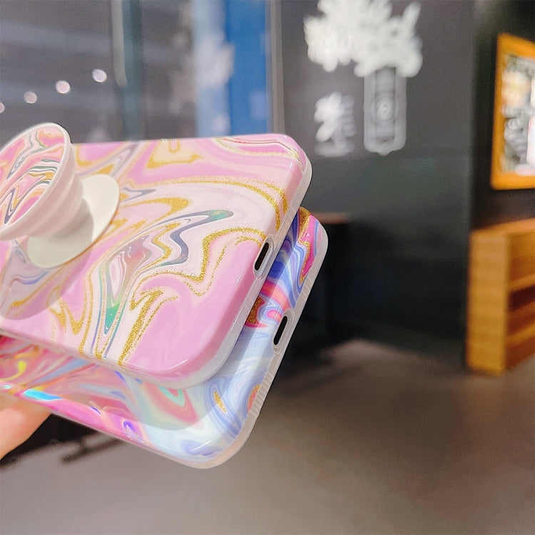 For iPhone 12 Pro Max Laser Glitter Watercolor Pattern Shockproof Protective Case