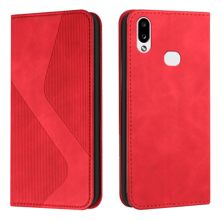 For Samsung Galaxy A10s Skin Feel Magnetic S-type Solid Color Horizontal Flip Leather Case with Holder & Card Slot & Wallet