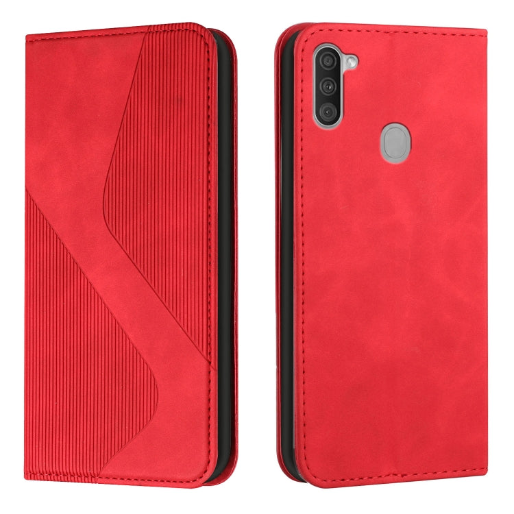 For Samsung Galaxy A11 / M11 Skin Feel Magnetic S-type Solid Color Horizontal Flip Leather Case with Holder & Card Slot & Wallet