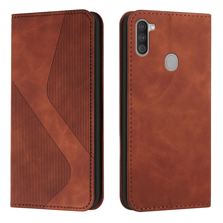 For Samsung Galaxy A11 / M11 Skin Feel Magnetic S-type Solid Color Horizontal Flip Leather Case with Holder & Card Slot & Wallet