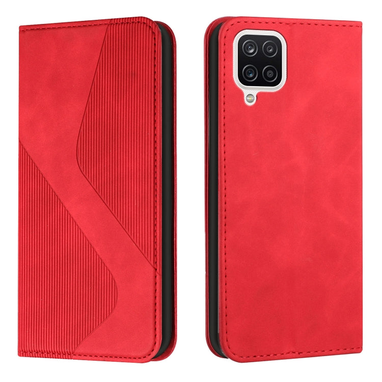 For Samsung Galaxy A12 / M12 Skin Feel Magnetic S-type Solid Color Horizontal Flip Leather Case with Holder & Card Slot & Wallet